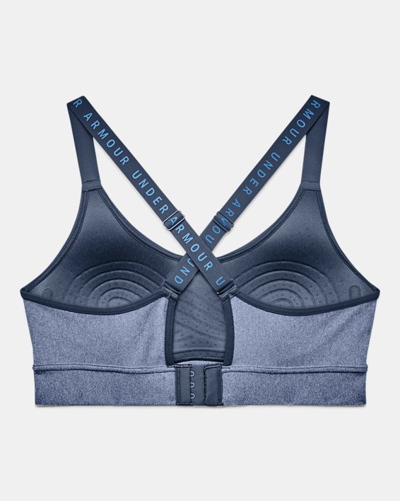 Women's UA Infinity Mid Heather Cover Sports Bra in Blue image number 9
